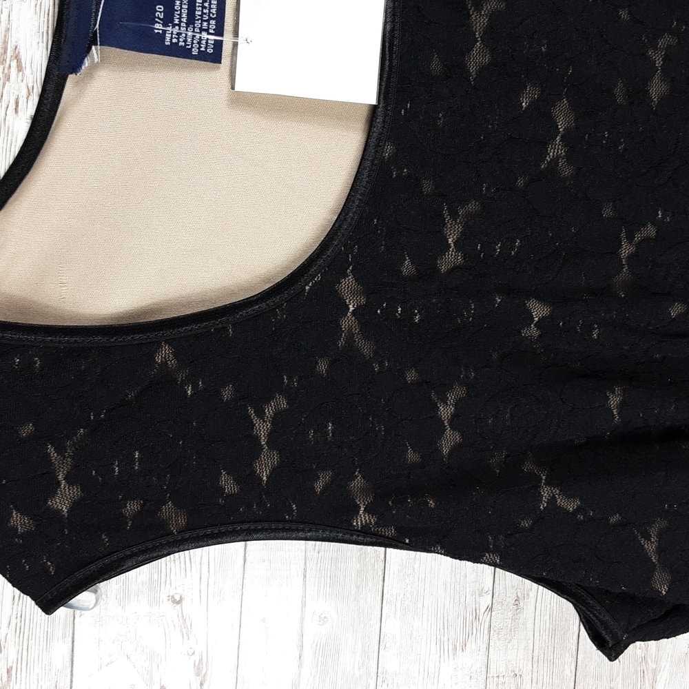 NWT, Fashion Top, 0276, black lace round neck top, Sz 18/20 - Picture 2 of 5